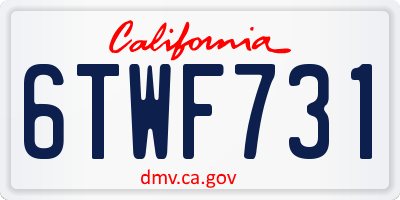 CA license plate 6TWF731
