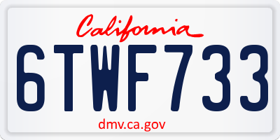 CA license plate 6TWF733