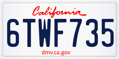 CA license plate 6TWF735