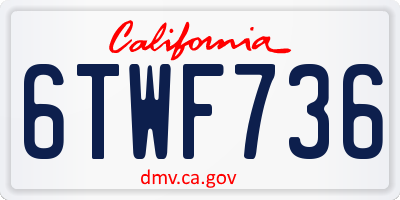 CA license plate 6TWF736