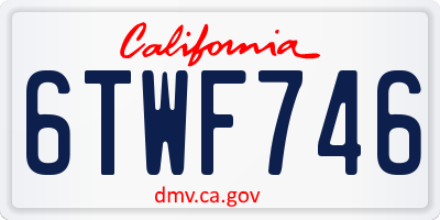 CA license plate 6TWF746