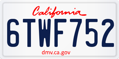 CA license plate 6TWF752