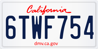 CA license plate 6TWF754