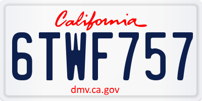 CA license plate 6TWF757