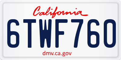 CA license plate 6TWF760