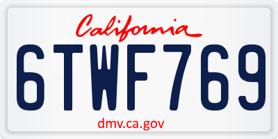 CA license plate 6TWF769