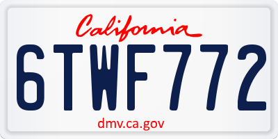 CA license plate 6TWF772