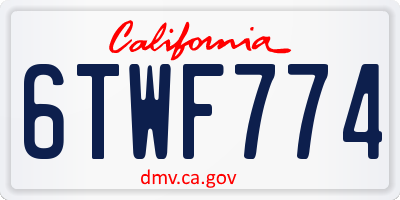 CA license plate 6TWF774