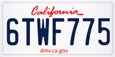 CA license plate 6TWF775