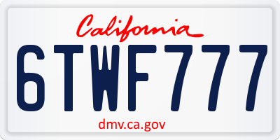 CA license plate 6TWF777