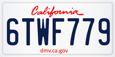 CA license plate 6TWF779