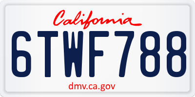 CA license plate 6TWF788