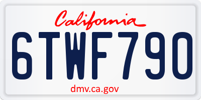 CA license plate 6TWF790