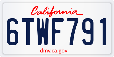 CA license plate 6TWF791