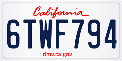 CA license plate 6TWF794