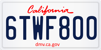 CA license plate 6TWF800