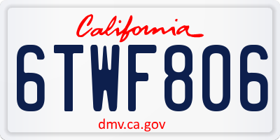 CA license plate 6TWF806