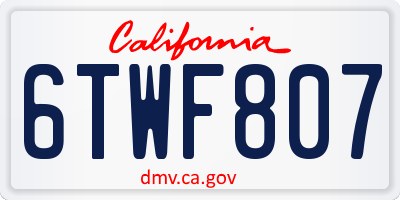 CA license plate 6TWF807