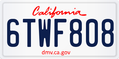 CA license plate 6TWF808