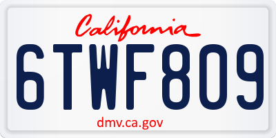 CA license plate 6TWF809