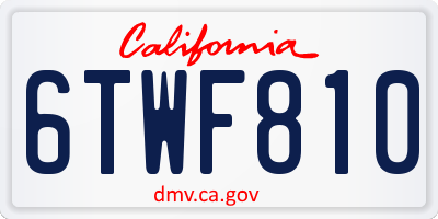CA license plate 6TWF810