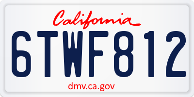 CA license plate 6TWF812