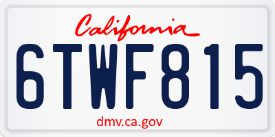 CA license plate 6TWF815