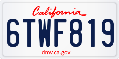CA license plate 6TWF819