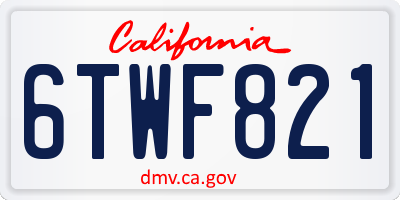 CA license plate 6TWF821