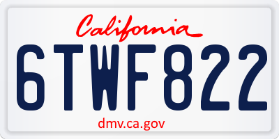 CA license plate 6TWF822