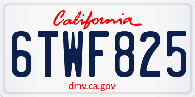 CA license plate 6TWF825