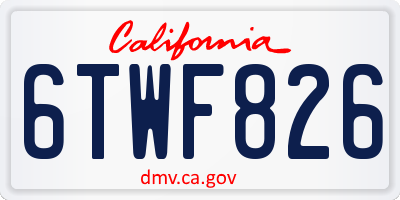CA license plate 6TWF826