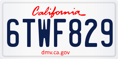 CA license plate 6TWF829