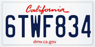 CA license plate 6TWF834