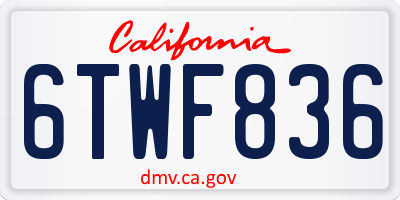 CA license plate 6TWF836