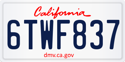 CA license plate 6TWF837
