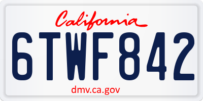 CA license plate 6TWF842