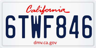 CA license plate 6TWF846