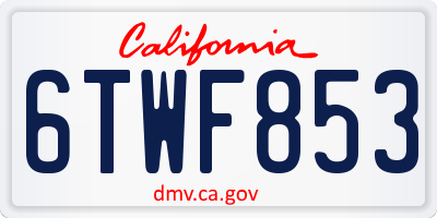 CA license plate 6TWF853