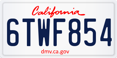 CA license plate 6TWF854
