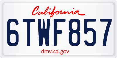 CA license plate 6TWF857