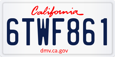 CA license plate 6TWF861