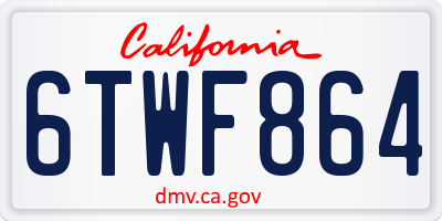 CA license plate 6TWF864