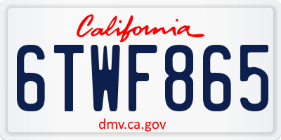 CA license plate 6TWF865