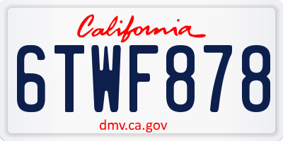 CA license plate 6TWF878