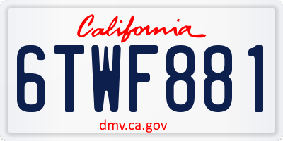 CA license plate 6TWF881