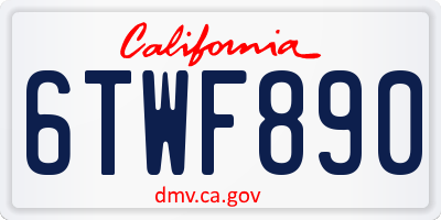 CA license plate 6TWF890