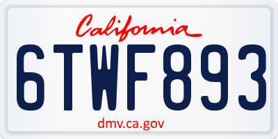 CA license plate 6TWF893