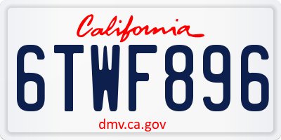 CA license plate 6TWF896