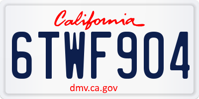 CA license plate 6TWF904